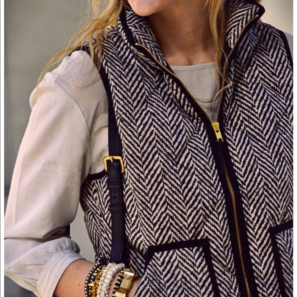 J. Crew Herringbone Puffer Quilted Vest